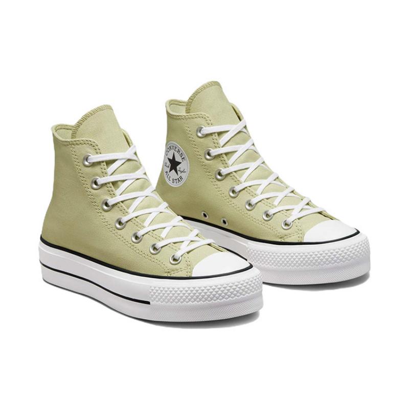 Converse Chuck Taylor All Star Lift Trend Lightweight Abrasion Resistant High Top Espadrilles Women's Green & White