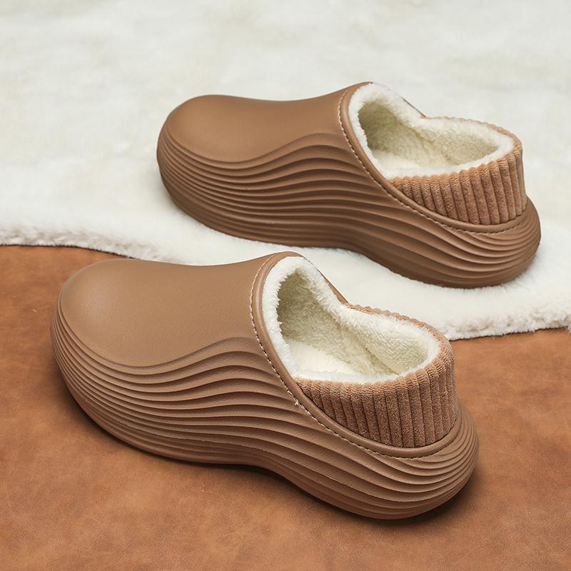 Men's Women's Cotton Slippers Warm Winter Casual Leather Shoes Waterproof and Non-slip Indoor Outdoor Walking Cotton Shoes 36-46