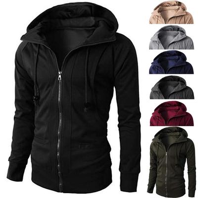 Herrenmode Winter Langarm Sport Reißverschluss Kapuzenpullover Pullover Bluse Tops