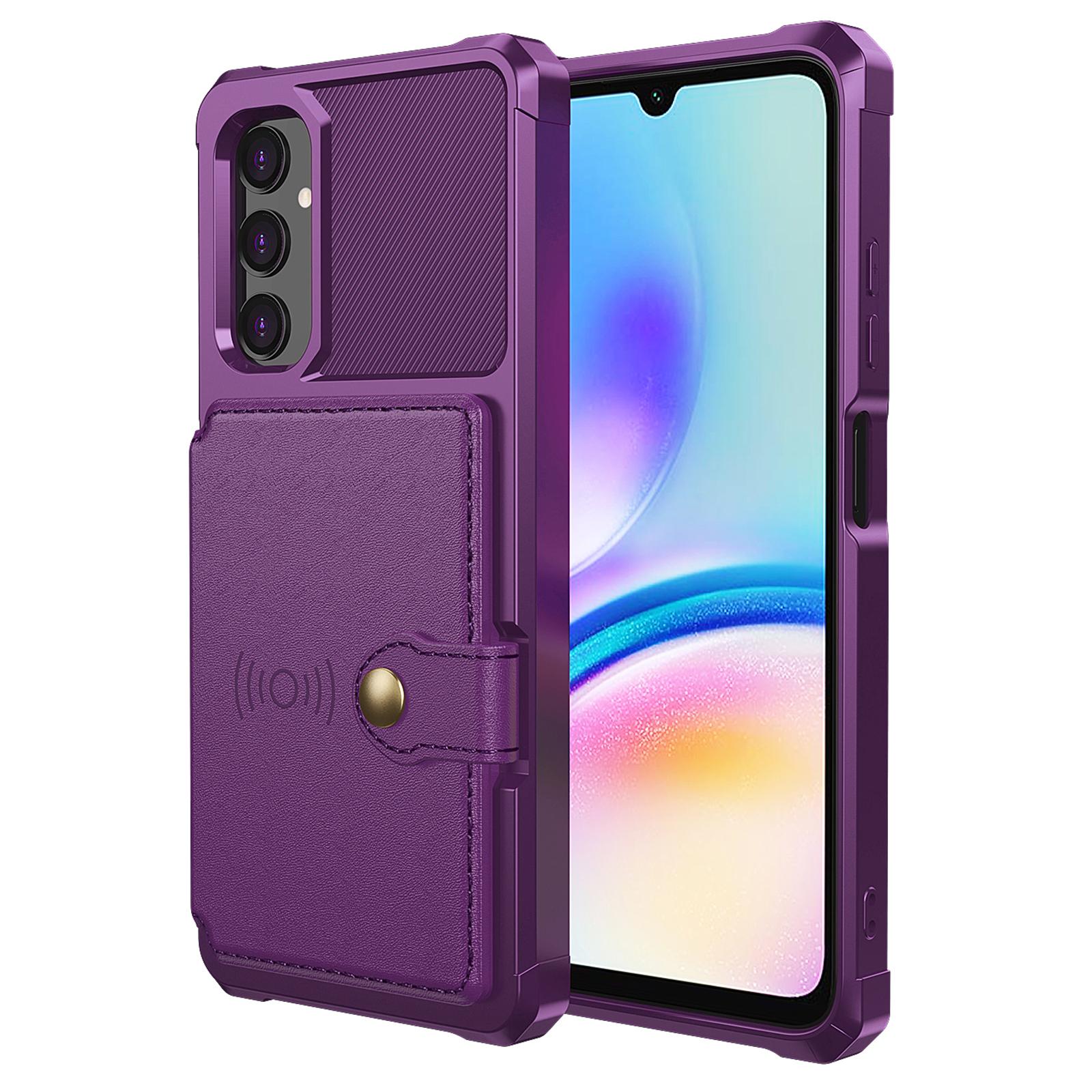 

For Samsung Galaxy A05s 4G Phone Case ZM03 PU+TPU Back Cover with Card Holder Purple