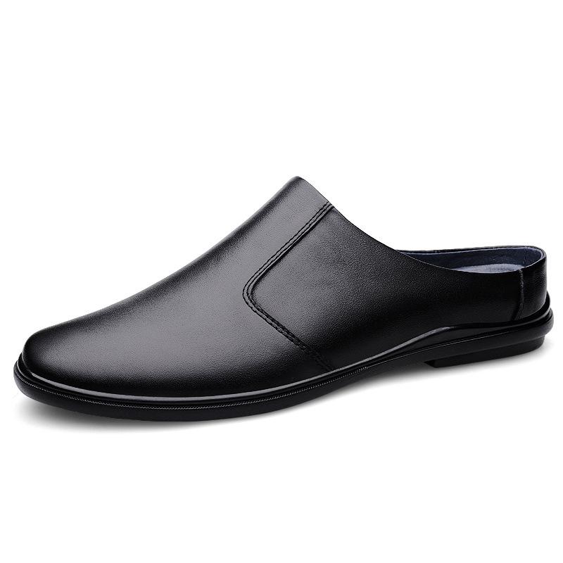 T Men'S Muller Shoes Spring And Summer Low-Top Feet Cowhide Surface Flat-Bottomed Lazy Leather Shoes Casual Shoes Single Shoes