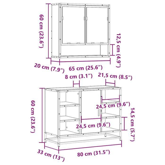 VidaXL Ensemble De Meubles De Salle De Bain 2 Pcs Sonoma Grey, Bathroom Cabinet, Bathroom Cupboard, Furniture of 3300943