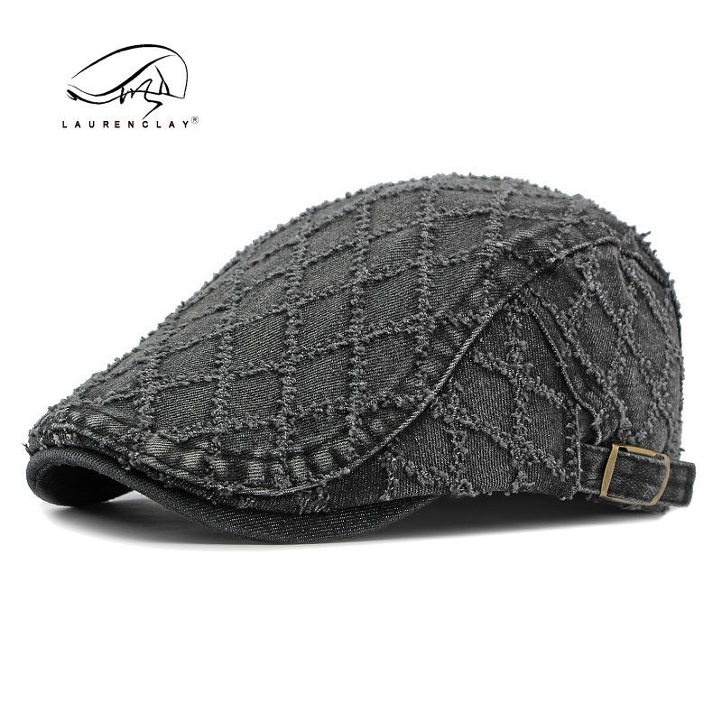 Korean version of the new washed old denim beret female British retro fashion cap painter hat forward hat men