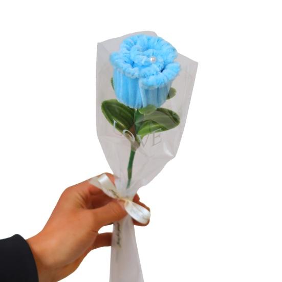 

Artificial Flower Long-Lasting Never Wither Hand-Made Twist Sticks Silk Flowers Realistic Faux Floral Arrangement Home Decor світло-синій колір
