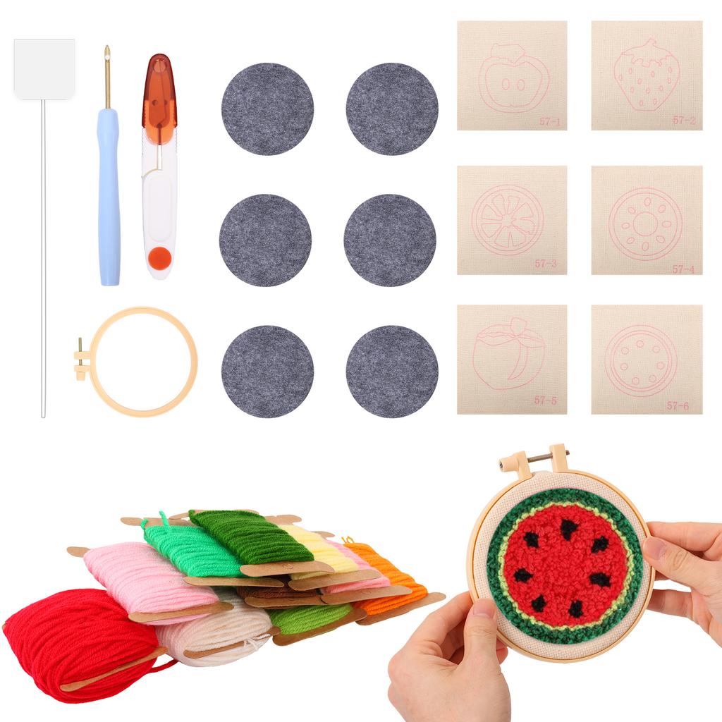 6 Pcs Punch Needle Cup Mat Kit DIY Punch Needle Embroidery Kit Multi-purpose Craft Punches Needles Cups Pad Set for Beginners