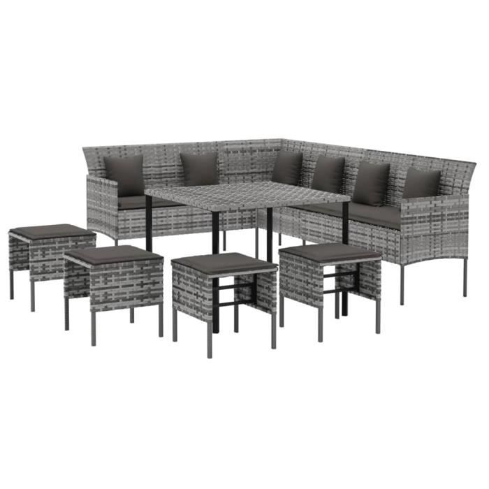 VidaXL Mobilier à dîner de jardin 6pcs et coussins gris résine tressée 3186651
