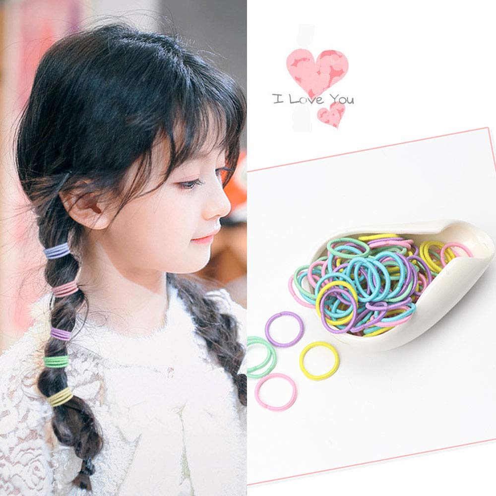 shefun Hair Ties for Kids, Baby Hair Ties, Small Kids Hair Accessories for Girls, Black and Colorful, 100-Piece Set, JP136 (E1-color-small-100)