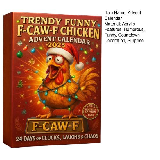 F-Caw-F Chicken Advent Calendars 2025 24 Days Chicken Ornaments Christmas Countdown Calendar Novelty Chick Animal Figures Set