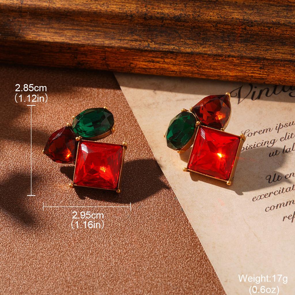 European, American and antique rhombus stud earrings French light luxury oval ring high-end earrings new
