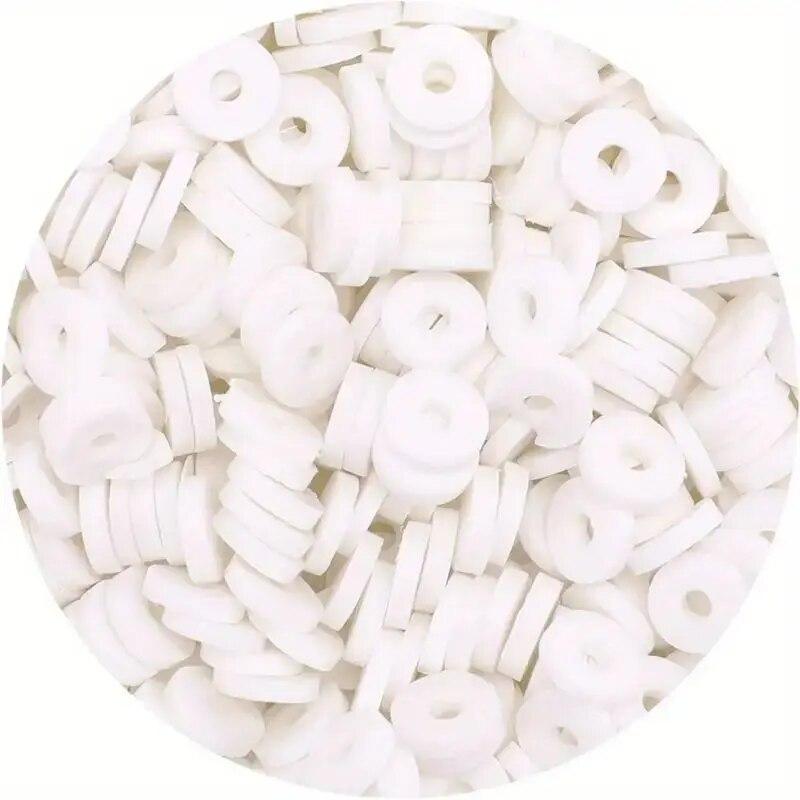 2500 Pcs Brown Clay Beads for Bracelets Making, Flat Round Polymer Spacer Heishi Clay Beads Kit for Jewelry Making and Craft белый