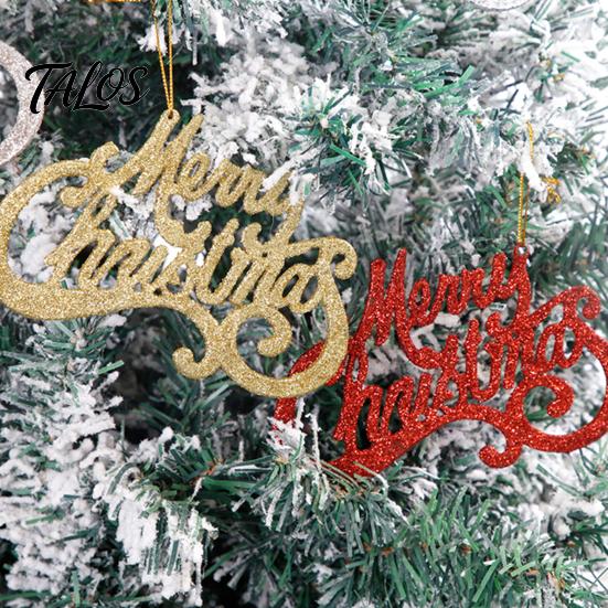 Store Window Holiday Decor Merry Christmas Letter Sign for Tree, Glitter Plastic Hanging Xmas Tree Decorations Ornaments, Sparkling Letters