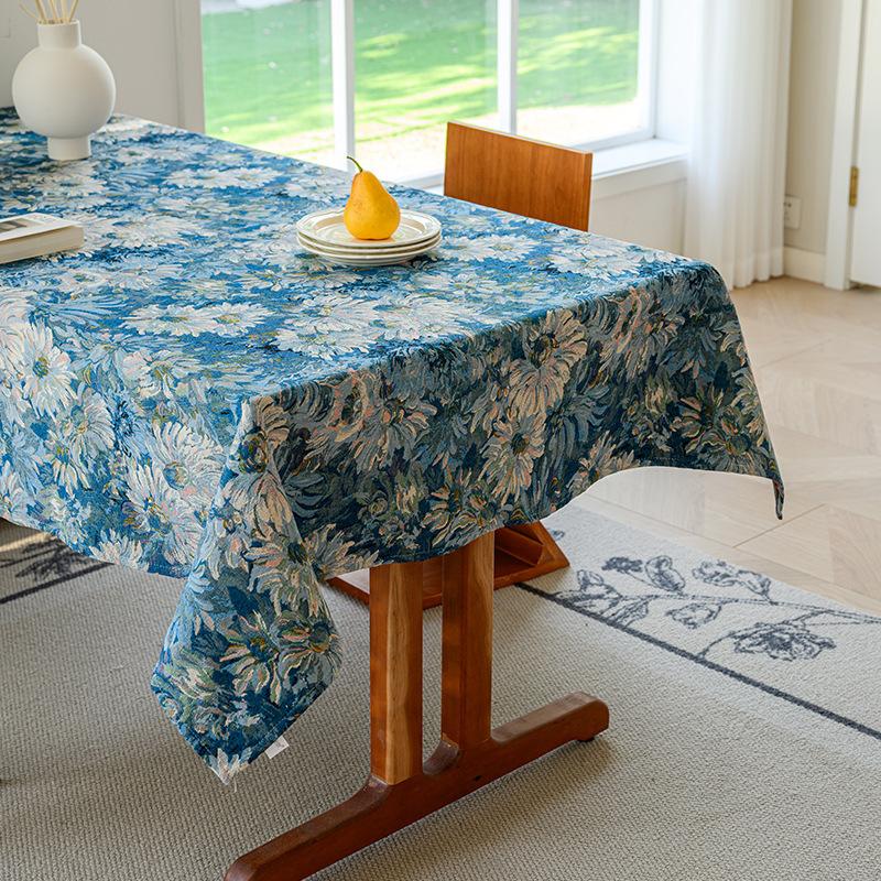 American Pastoral And Rural Style Oil Painting Style Home Fabric Tablecloth Coffee Table Cloth Rectangular Jacquard Tablecloth Retail