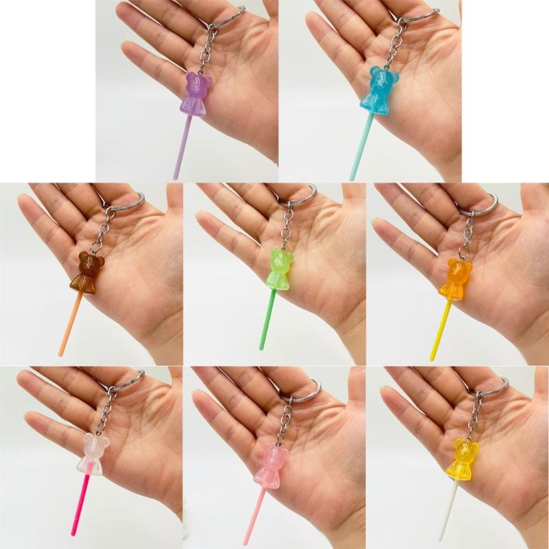 Llaveros Colgantes de Piruleta de Simulación Accesorios de Llavero con Forma de Caramelo de Colores