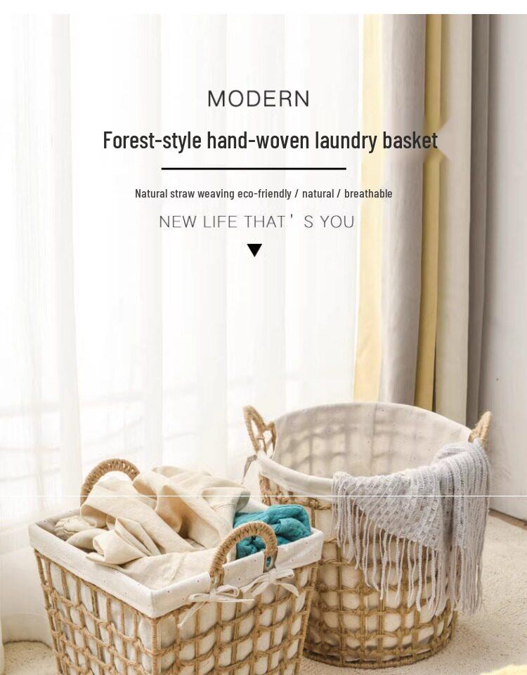 Large Capacity Woven Rattan Laundry Basket & Toy Organizer for Home, Bathroom, & Clothes Storage