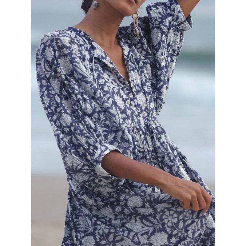 Sommer-Damenkleid, modisch, große Yards, lose Träger, personalisierte literarische Retro-Kleider im europäischen und amerikanischen Stil