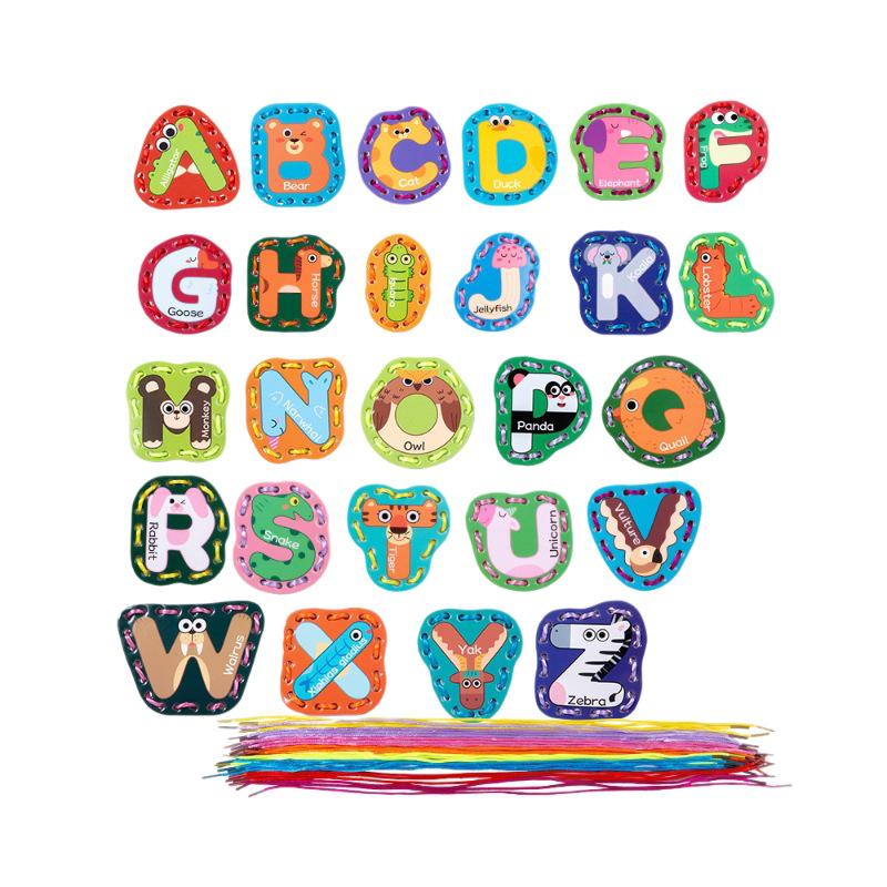 Children's Alphabet Lacing Cards: Educational Word Puzzle for Early Learning