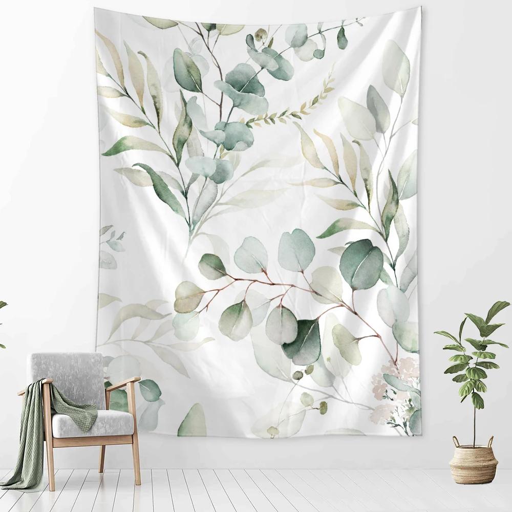 

Ink Wash Leaf Plant Tapestry Wall Hanging Simple Modern Art Hippie Bohemian Living Room Bedroom Home Decor Background Cloth 74x94cm(29x37in)