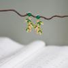 Exquisite Enamel Vintage Chinese Style Eardrop Natural Hetian Jade Green Bamboo Earrings for Women Leaves Hanfu Jewelry