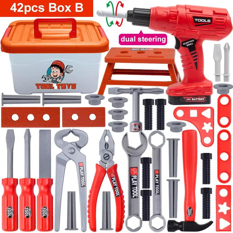 Children's Tool Set with Toy Drill Kids Construction Pretend Play Toy Tools Kit gift for Toddler Boys Girls Childs