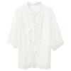 Sancai Women's Tassel Stand Collar Mid-Sleeve Top
