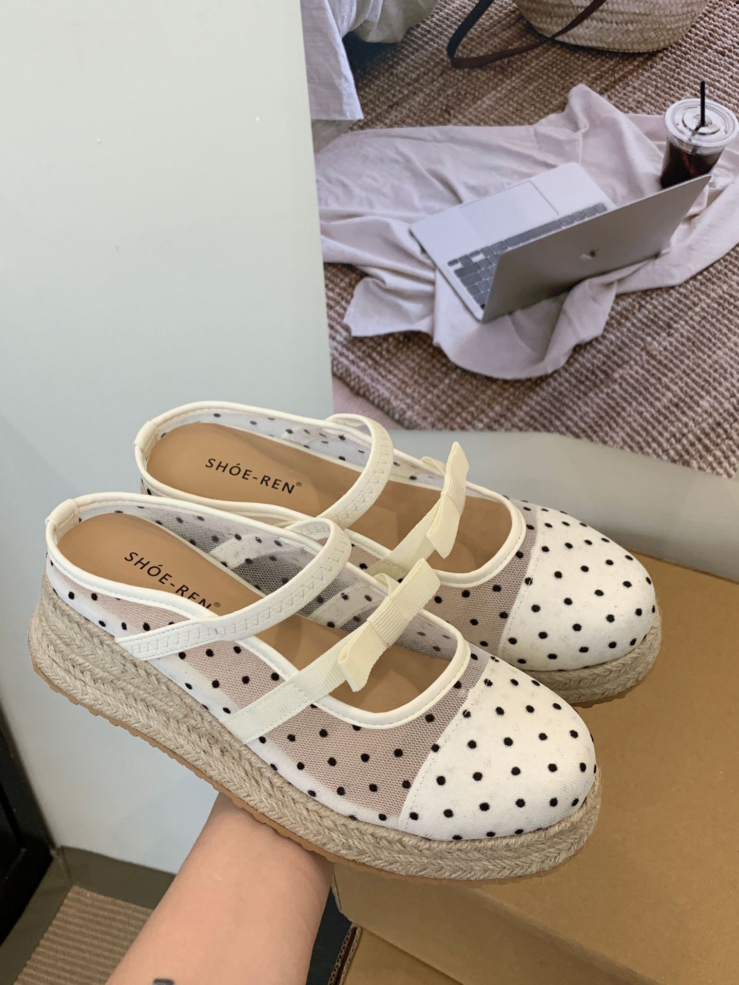 

Small slope heel slippers women s 2025 new summer wear casual bag head half drag mesh thick bottom cool slippers 39