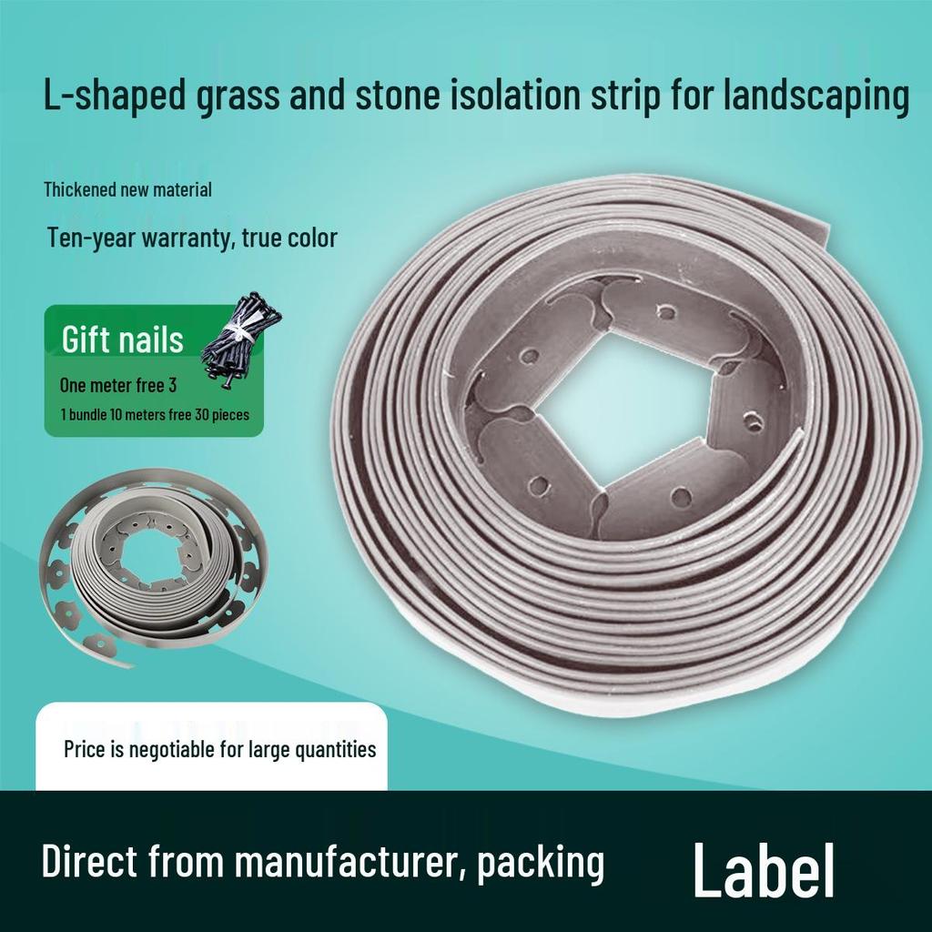 L-Shaped Plastic Grass & Stone Garden Edging Strip for Landscaping & Plant Isolation - Multiple Options Available