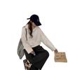 Turn-down collar, scissor collar, long-sleeve knit shirt for women, new loose plus-size thickened pullover top, export autumn and winter
