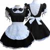 Dámská móda Krátký rukáv Panenkovský límeček Retro služebná šaty Roztomilý francouzský služebný outfit Cosplay kostým
