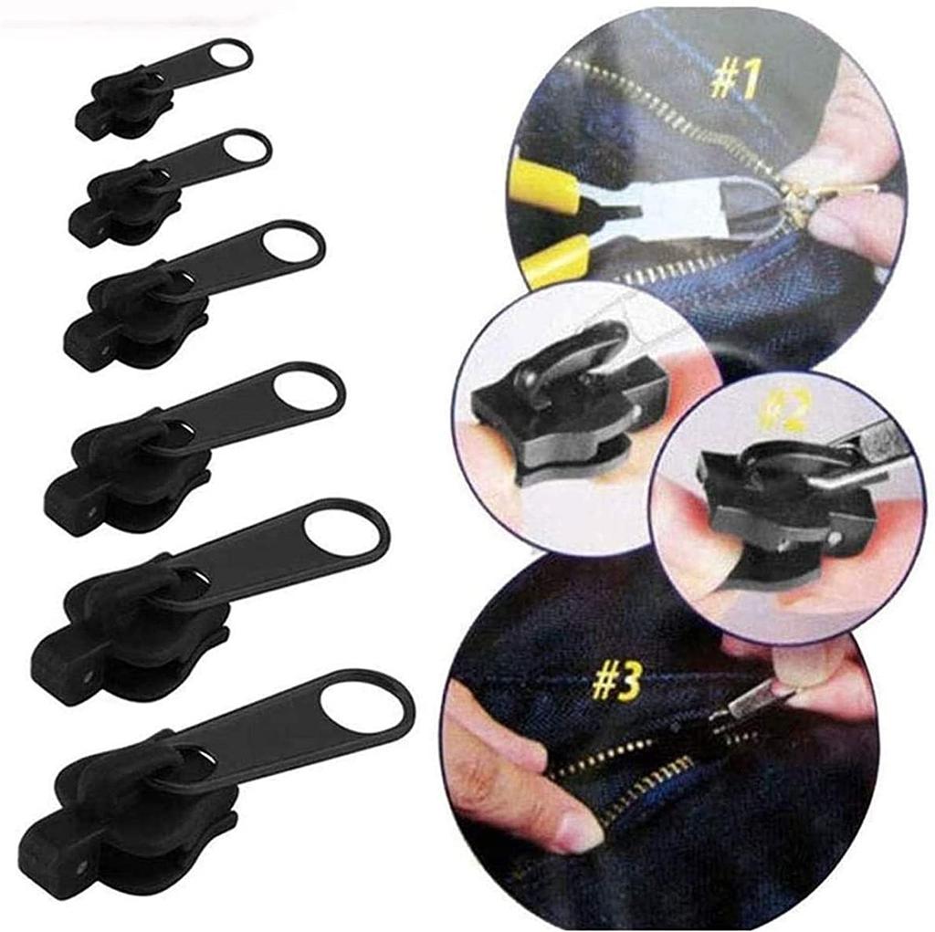 6pcs/set Instant Zipper Universal Instant Fix Zipper Repair Kit Replacement Zip Slider Teeth Rescue Design Zippers For Sew