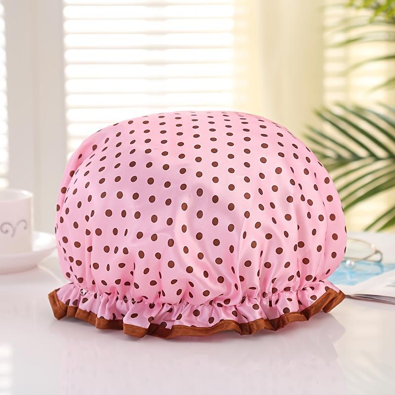 1Pc Shower Cap For Women, Elastic And Reusable, Hair Bath Caps, Double Waterproof Layers Bathing Hat