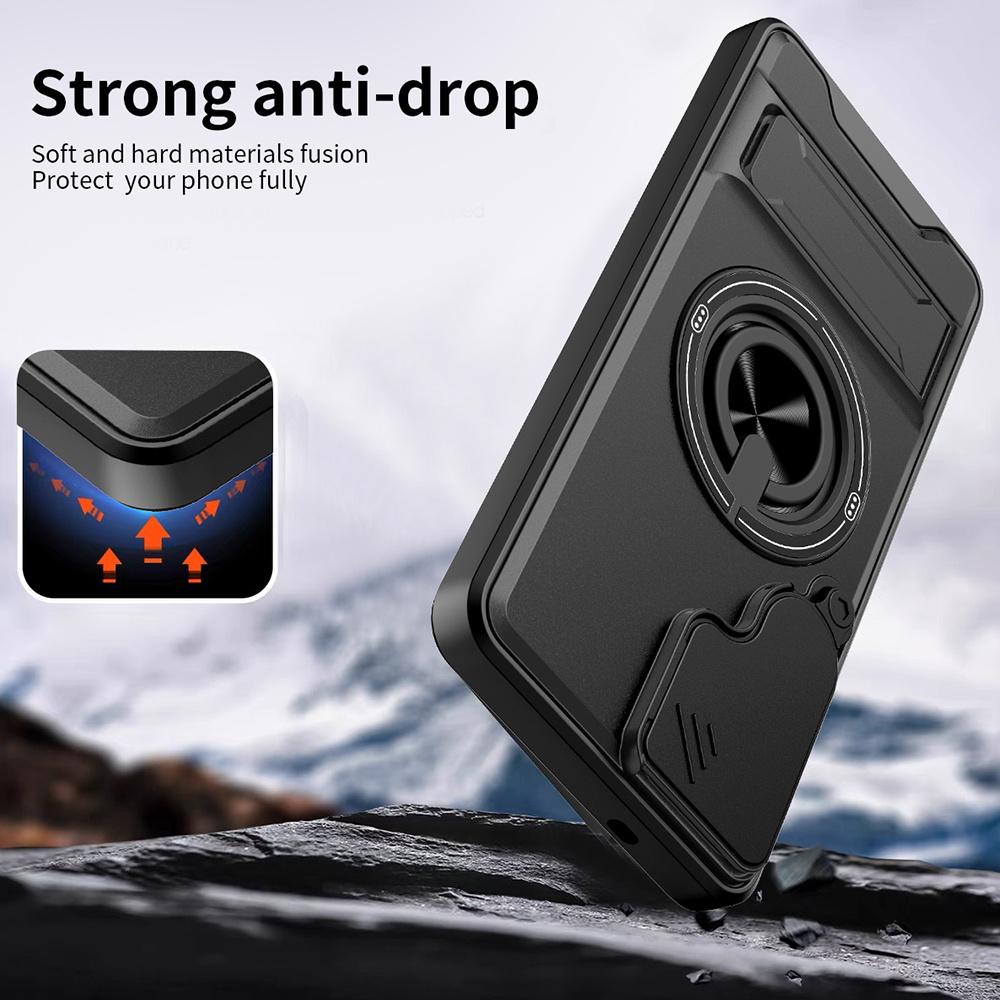 For Samsung Galaxy S26 / S26 Pro Magnetic Case Ring Holder Foldable Kickstand TPU PC Phone Cover with Camera Lens Slider
