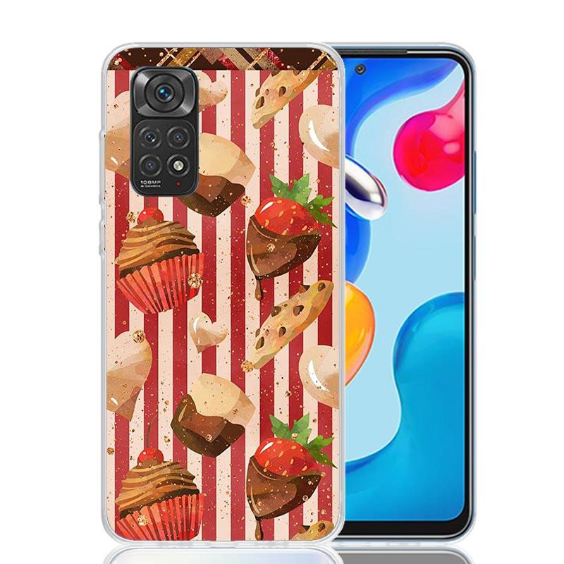 Macaron Ice Cream Cake Doughnut Phone Case For Xiaomi Redmi Note 13 14 15 Pro Plus 12S 12 14S 11S 11E 10 10S 11 11T 5G 4G Cover
