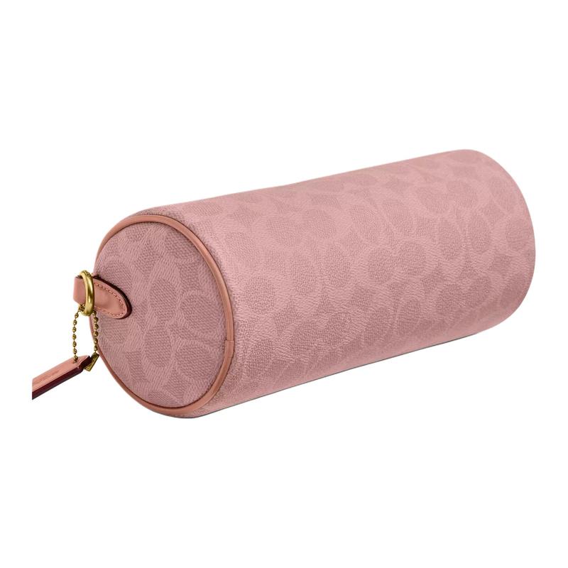 Coach Barrel 22 Presbyopia All-over Printed Metal Accessories Coated Canvas and Calfskin Crossbody Shoulder Bag Small Size Women's Pink