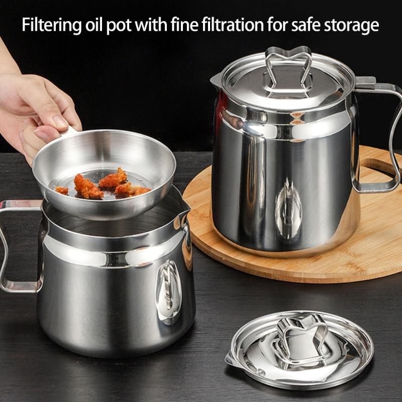 Lebensmittelechte Öl-Abtropfkanne Mit Abnehmbarem Deckel Und Frittierkorb Langlebiges Küchenwerkzeug Für Zuhause Restaurant