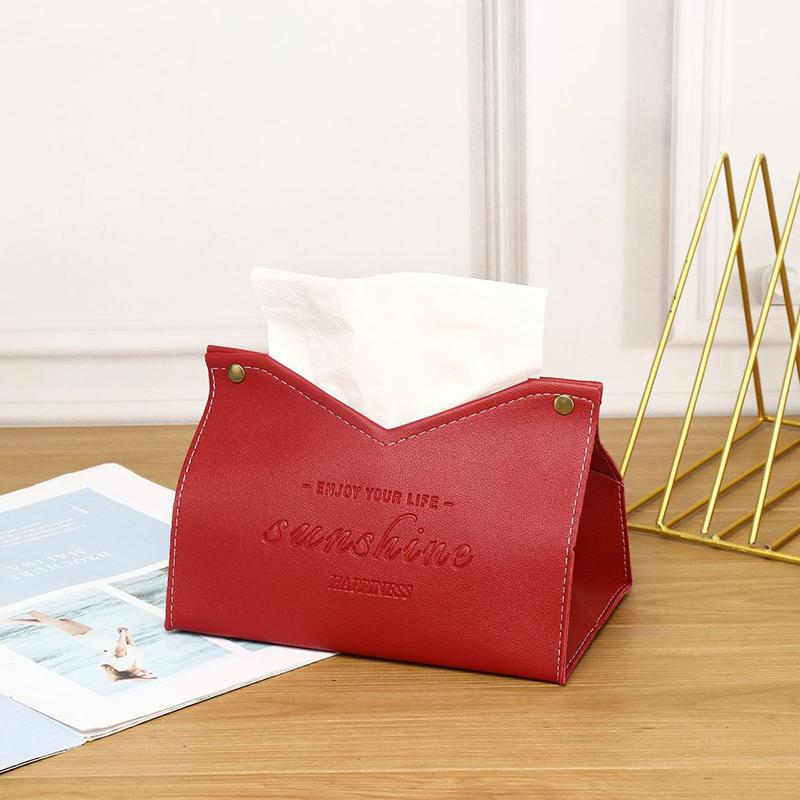 Pu Leather Tissue Box V-shaped Opening Roll Paper Toilet Paper Car Living Room Hotels Bedroom Study Napkin Storage For Home