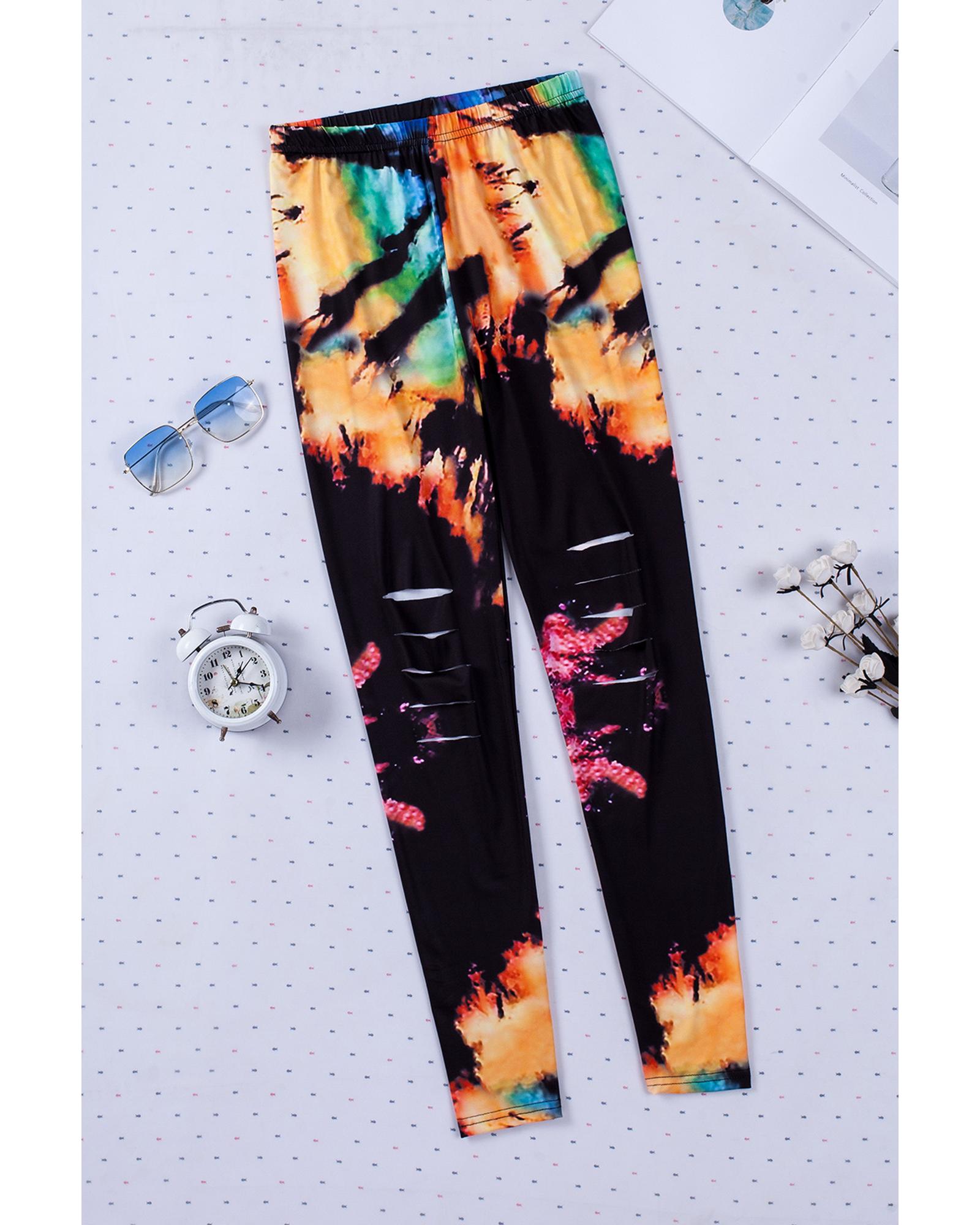 

Azura Exchange Tie Dye Hollow Out Fitness Leggings L різнокольоровий