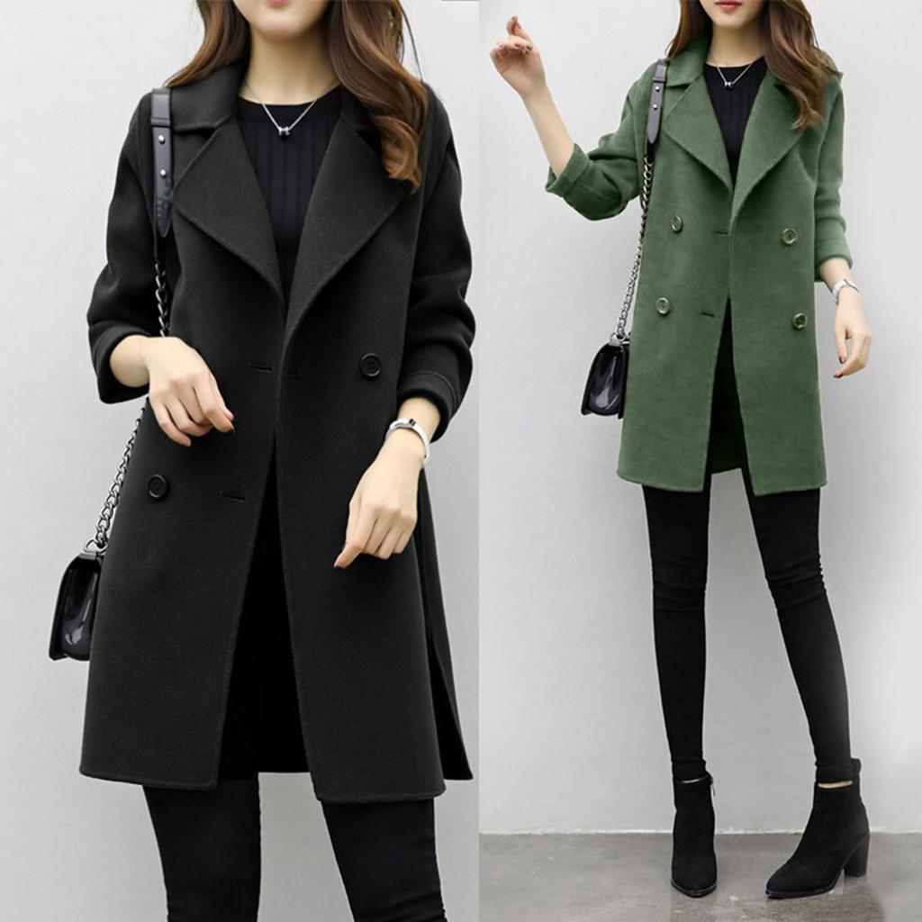 Dame Vinterjakke Casual Yttertøy Cardigan Slim Kåpe Overkåpe