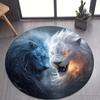 1pc Lion Pattern Round Rug - Crystal Velvet Fabric, Non-slip, Suitable for Living Room, Bedroom, Home Decoration