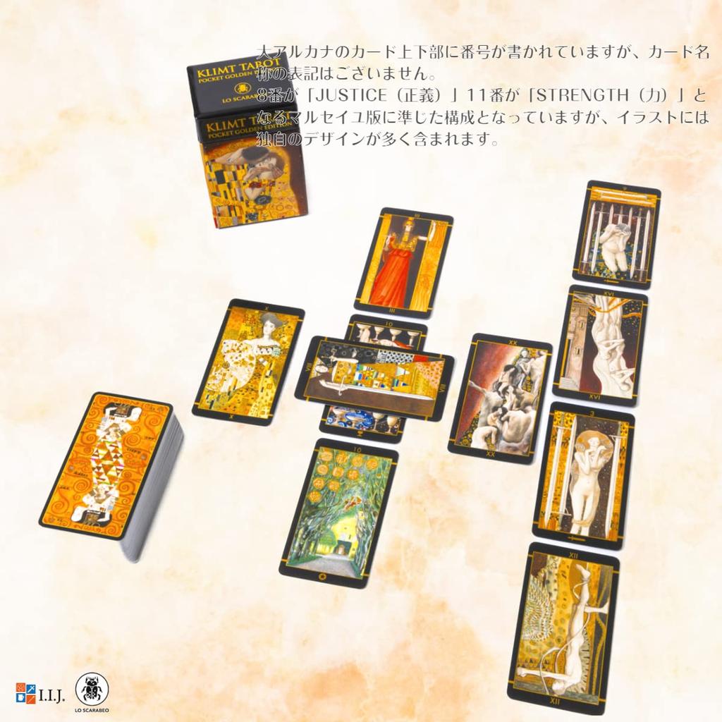 Klimt Tarot Golden Mini Edition Tarot 78 Tarot Fortune Japanese Instruction Manual Authentic Product I.I.J Cards, Marseille, Cards, Cards, Telling,