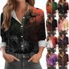 Camicia da donna, camicetta, stampa, bottoni, manica lunga, casual, basic, colletto, regolare