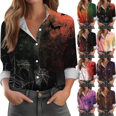 Women's Shirt Blouse Print Button Long Sleeve Casual Basic Shirt Collar Regular Top