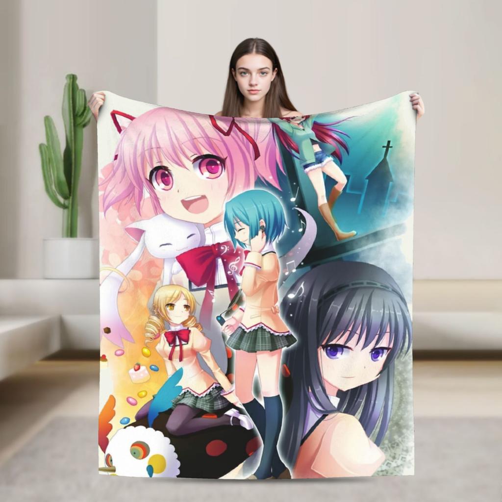 Puella Magi Madoka Magica Blanket Anime Flannel Awesome Soft Throw Blanket for Bedding Lounge Decoration