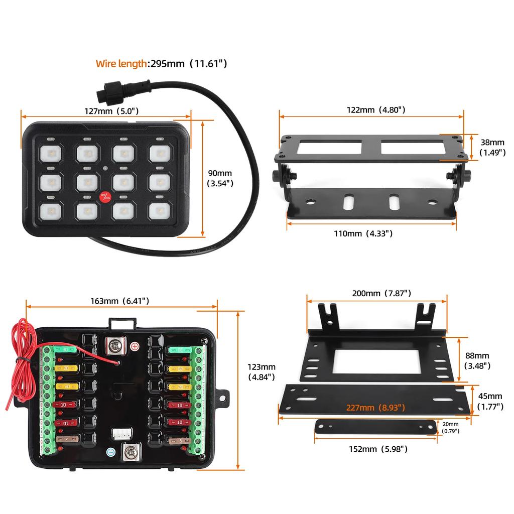 Mictuning 6/8/12 Gang RGB Switch Panel Led Work Light Bar Switches Box Controller for Universal Cars Truck Boat UTV 4X4 4WD