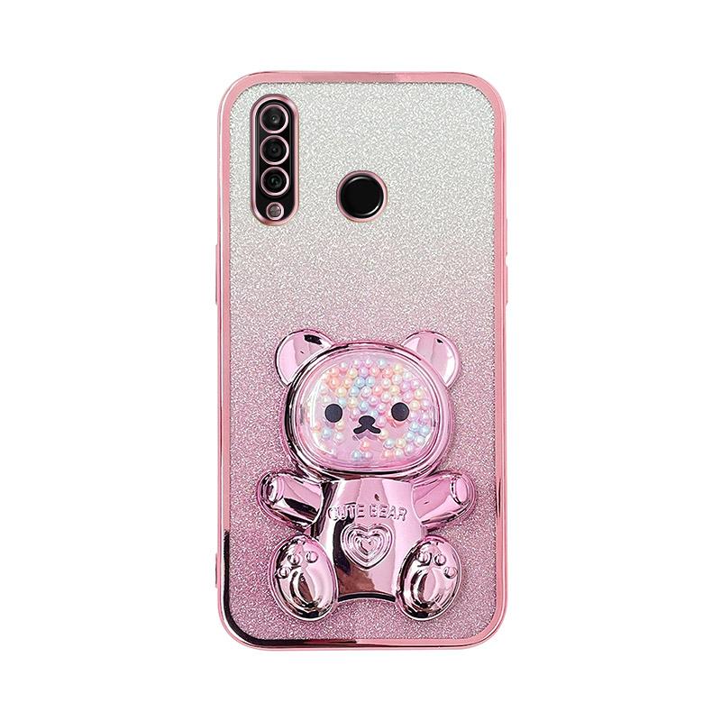 Candy Bear Stand Glitter Phone Case For Huawei Y8S Y9S Y6P Y7A Y7 Y9 Prime Y9 P Smart Z Plus 2019 2021 P40 P30 Lite Soft Cover