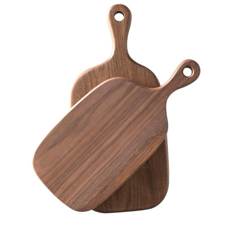 Tabla de cortar de madera de forma irregular para pan, verduras, frutas, tabla de madera de nogal negro macizo para alimentos, filetes, charcutería, tabla para queso de cena con agujero