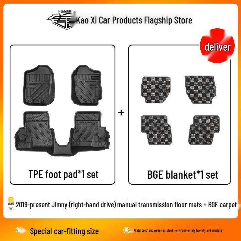 Jiminy Suzuki Jimny TPE Floor Mats - High Edge, Wear-Resistant, Waterproof, Left/Right Hand Drive Compatible, Carpet Surface.