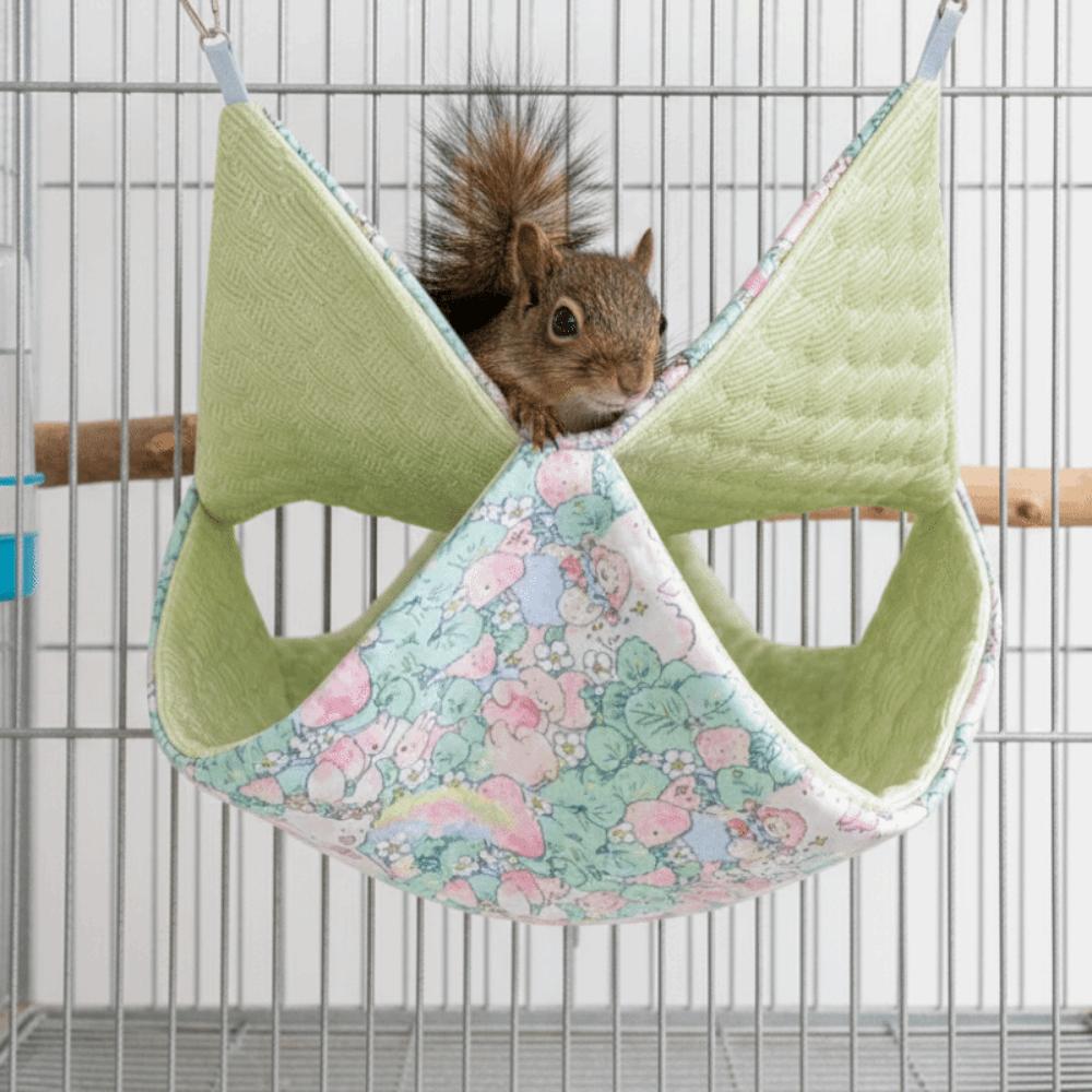 Cartoon Pattern Double-layer Hamster Hammock Breathable Squirrel Hanging Nest for Pet Cage