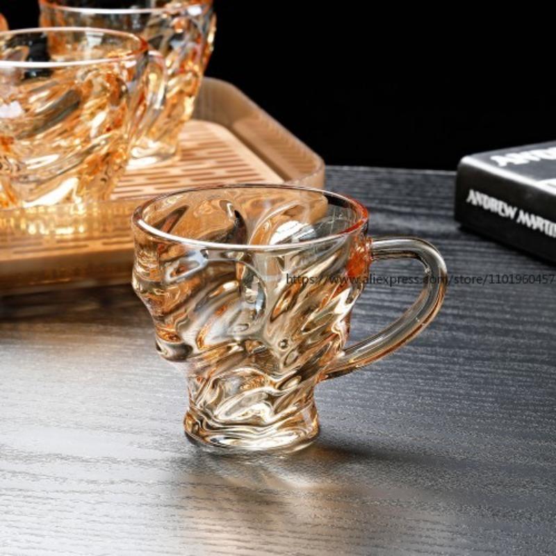 4PCS Amber Water Cups Thickened Minimalist Stylish Ideal for Home Living Room Use Shot Glasses