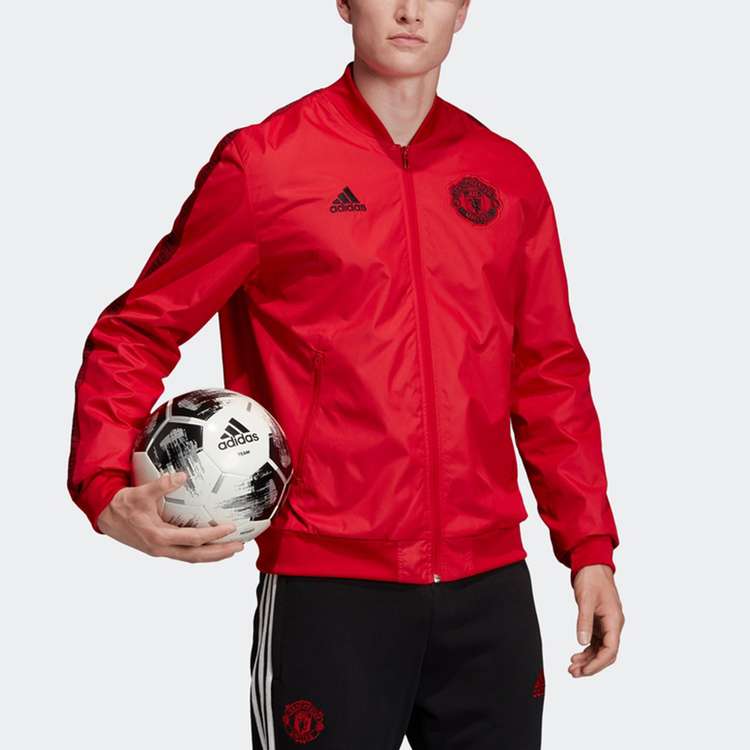 Adidas Manchester United Bunda s dlouhým rukávem na zip Pánské svrchní oblečení Červená DX9077