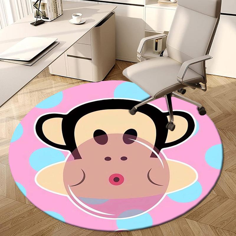 1pc Paul Frank Monkey Round carpet, Made of Polyester,Perfect for Decorating Office Chairs, Living Rooms,fplt268